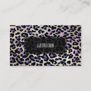 PixDezines leopard/electric pink/フェイク silver 名刺