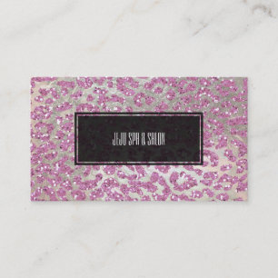 PixDezines leopard/pink/gliter+フェイク silver 名刺