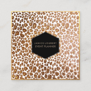 PixDezines Leopard Print/フェイク金ゴールド/DIY背景 スクエア名刺
