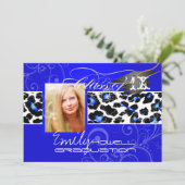 PixDezines Leopard Print Sartial, Electric Blue 招待状 (スタンド正面)