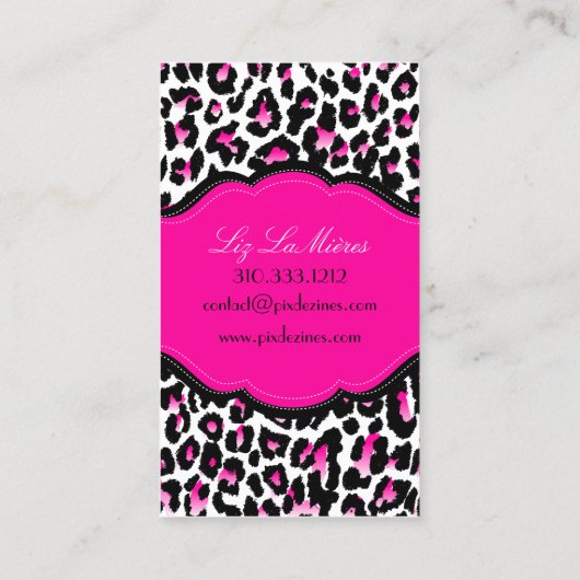 PixDezines Leopard, sassy hot pink 名刺 (裏面)