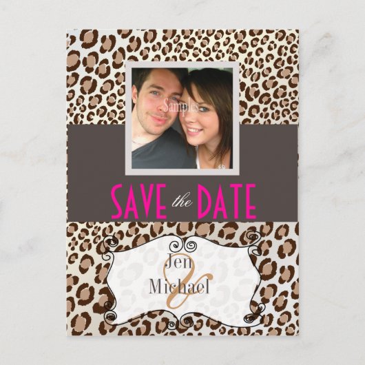 PixDezines Leopard, Save the Date Photo postcard, 案内ポストカード (正面)