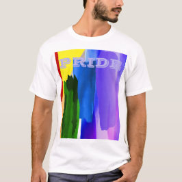 PixDezines LGBTブラシ仕上げ水彩虹 Tシャツ