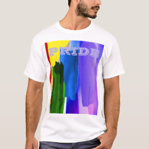 PixDezines LGBT ブラシをかけた水彩虹色 Tシャツ