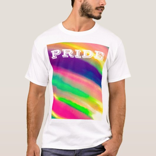 PixDezines LGBT 水彩虹彩自豪同性愛者 Tシャツ (正面)