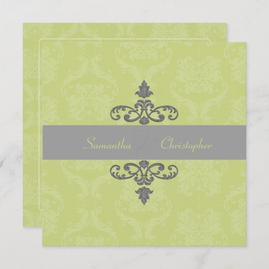 PixDezines Liliana Damask、DIYカラー 招待状 (正面/裏面)