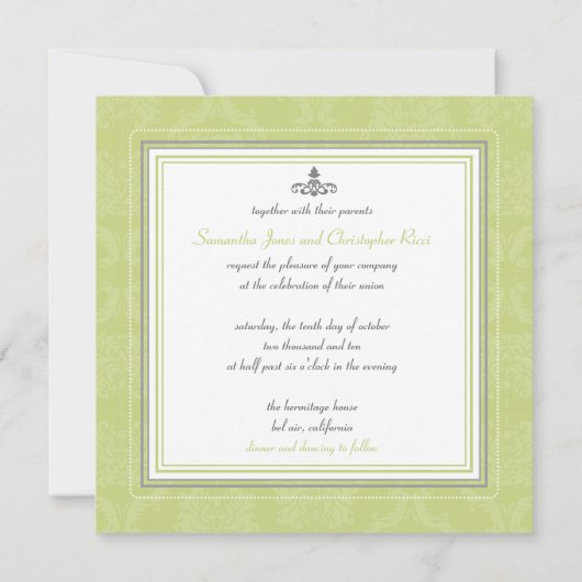 PixDezines Liliana Damask、DIYカラー 招待状 (裏面)