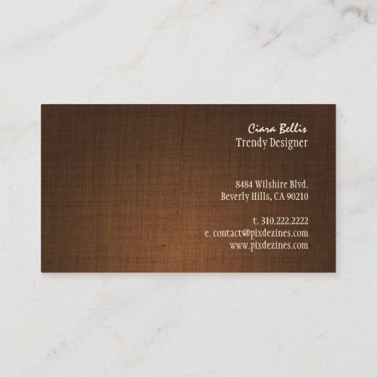 PixDezines linen フェイク espresso褐色 名刺 (裏面)