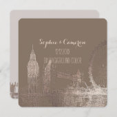 PixDezines London/バラ金ゴールド/DIYの背景 招待状 (正面/裏面)