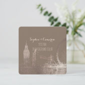 PixDezines London/バラ金ゴールド/DIYの背景 招待状 (スタンド正面)