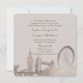 PixDezines London/バラ金ゴールド/DIYの背景 招待状 (裏面)