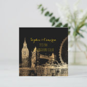 PixDezines London/フェイクGold Foil/DIY背景 招待状 (スタンド正面)