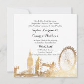 PixDezines London/フェイクGold Foil/DIY背景 招待状 (裏面)