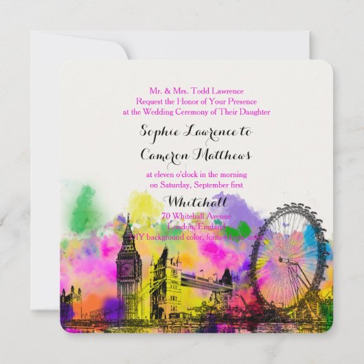 PixDezines LONDON COLOR/DIY背景色 招待状 (裏面)