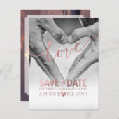 PixDezines Love,フェイクバラ金ゴールド日付/ハートの保存 案内ポストカード (正面/裏面)