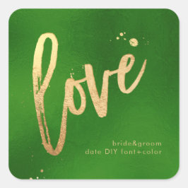 PixDezines Love、偽のゴールド エバーグリーン スクエアシール