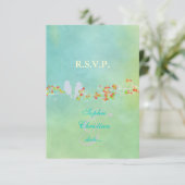 PixDezines Love birds on watercolor、RSVP 出欠カード (スタンド正面)