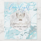 PixDezines Love+Light Hanukkah，大理石 ワインラベル (シングルラベル)