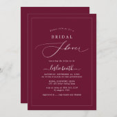 PixDezines Luxeスクリプトブルゴーニュブライダルシャワー 招待状 (正面/裏面)