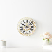 PixDezines lys damask/DIY背景色 ラウンド壁時計 (ホーム)