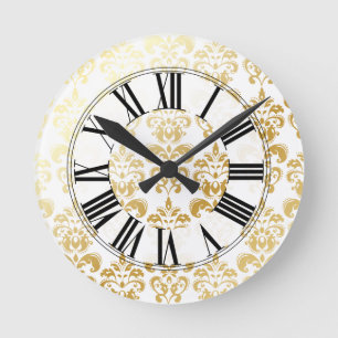 PixDezines lys damask/DIY背景色 ラウンド壁時計