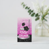 PixDezines Magenta+ホワイトダマスクケーキ/パティスリー 名刺 (スタンド正面)