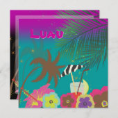 PixDezines Mai Tai、ルアウ(ハワイ式宴会)アットザビーチ 招待状 (正面/裏面)