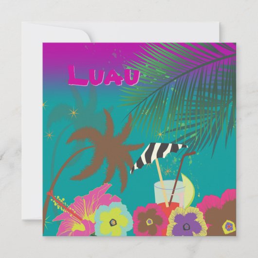 PixDezines Mai Tai、ルアウ(ハワイ式宴会)アットザビーチ 招待状 (正面)