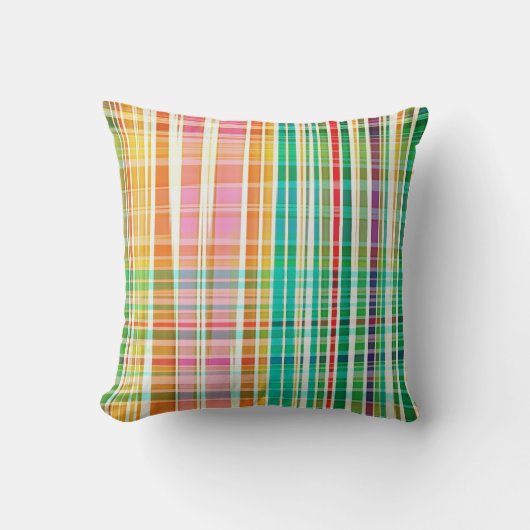 PixDezines malibuプレイド+ストライプ クッション (正面)