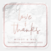PixDezines MARBLEフェイクバラ金ゴールドLOVE+感謝してい スクエアシール (正面)