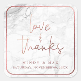 PixDezines MARBLEフェイクバラ金ゴールドLOVE+感謝してい スクエアシール