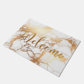 PixDezines MARBLE金ゴールドフェイク静脈、ようこそ ドアマット (アングル)