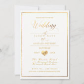 PixDezines Marble/フェイク金ゴールド/結婚のお祝い 招待状 (正面)