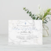 PixDezines Marble Cross Baptism 1st Birthday 招待状 (スタンド正面)