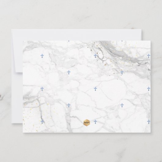 PixDezines Marble Cross Baptism 1st Birthday 招待状 (裏面)