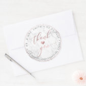 PixDezines MARBLE FAUX ROSE GOLD, ありがとう+ハート ラウンドシール (封筒)