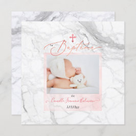 PixDezines Marbre Blanc, Bapteme File 招待状