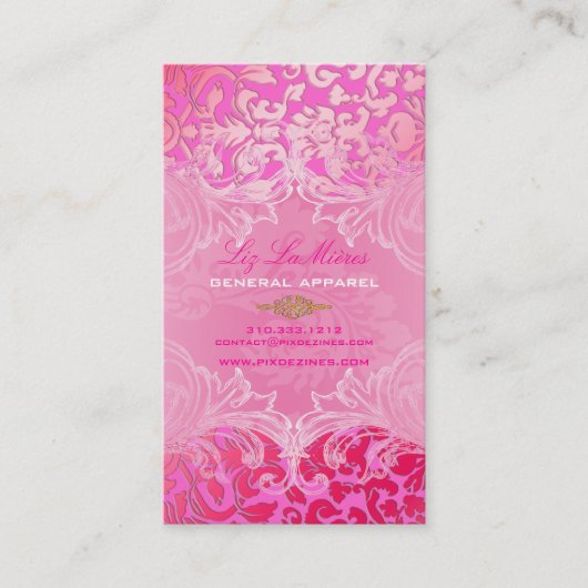 PixDezines Marie Antoinette on Pique Damask 名刺 (正面)