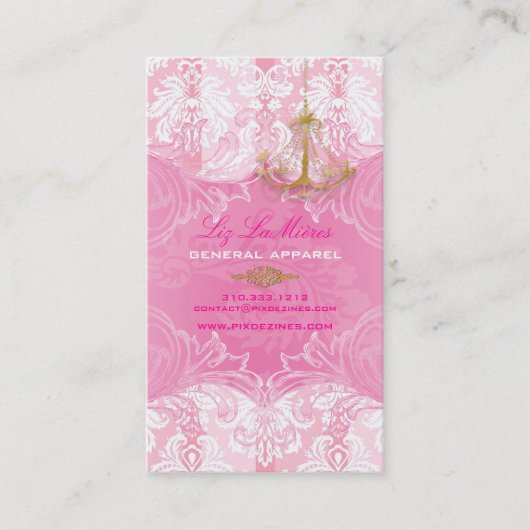 PixDezines Marie Antoinette on Pique Damask（Pique  名刺 (正面)