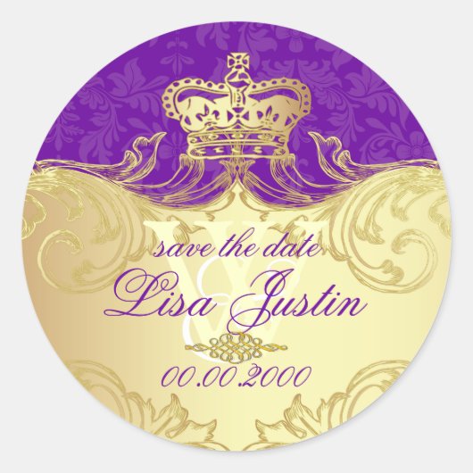 PixDezines Marie Antoniette/DIY 王室のpurple ラウンドシール (正面)