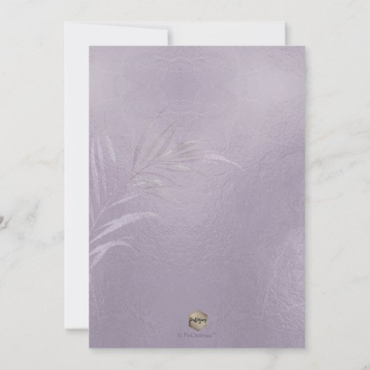PixDezines Mauve+Lilac Palms, Iridescent 招待状 (裏面)