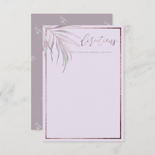 PixDezines Mauve Palm方向 出欠カード (正面/裏面)