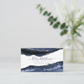 PixDezines Midnight Blue Water Color Agate 名刺 (スタンド正面)