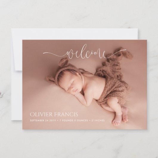 PixDezines Minimalist Photos Birth Announce 招待状 (正面)