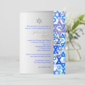 PixDezines mod スターズ / バー ミツバ / 濃い青 / シルバー 招待状 (スタンド正面)