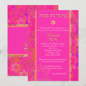 PixDezines mod スター/バット ミツバ/ホット ピンク 招待状 (正面/裏面)