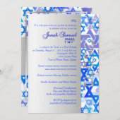 PixDezines mod スター/バル ミツバ/青/銀 招待状 (正面/裏面)