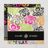 PixDezines Mod Swirls、ジャジーなカラー 招待状 (正面/裏面)