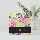 PixDezines Mod Swirls、ジャジーなカラー 招待状 (スタンド正面)