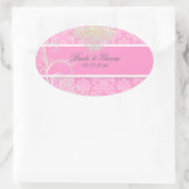 PixDezines moire damaskウェディングステッカー 楕円形シール (バッグ)